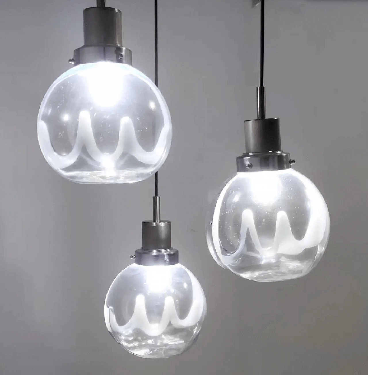 Murano glass and painted metal chandelier by Toni Zuccheri for Venini, 1970s 4