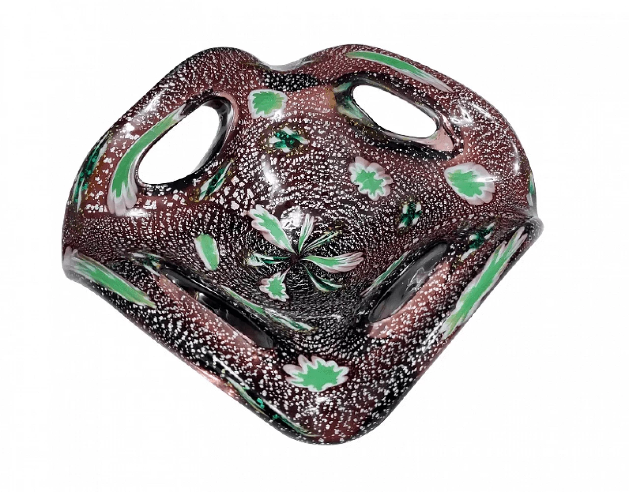 Brown Murano glass ashtray by Fratelli Toso with murrine, 1960s 1