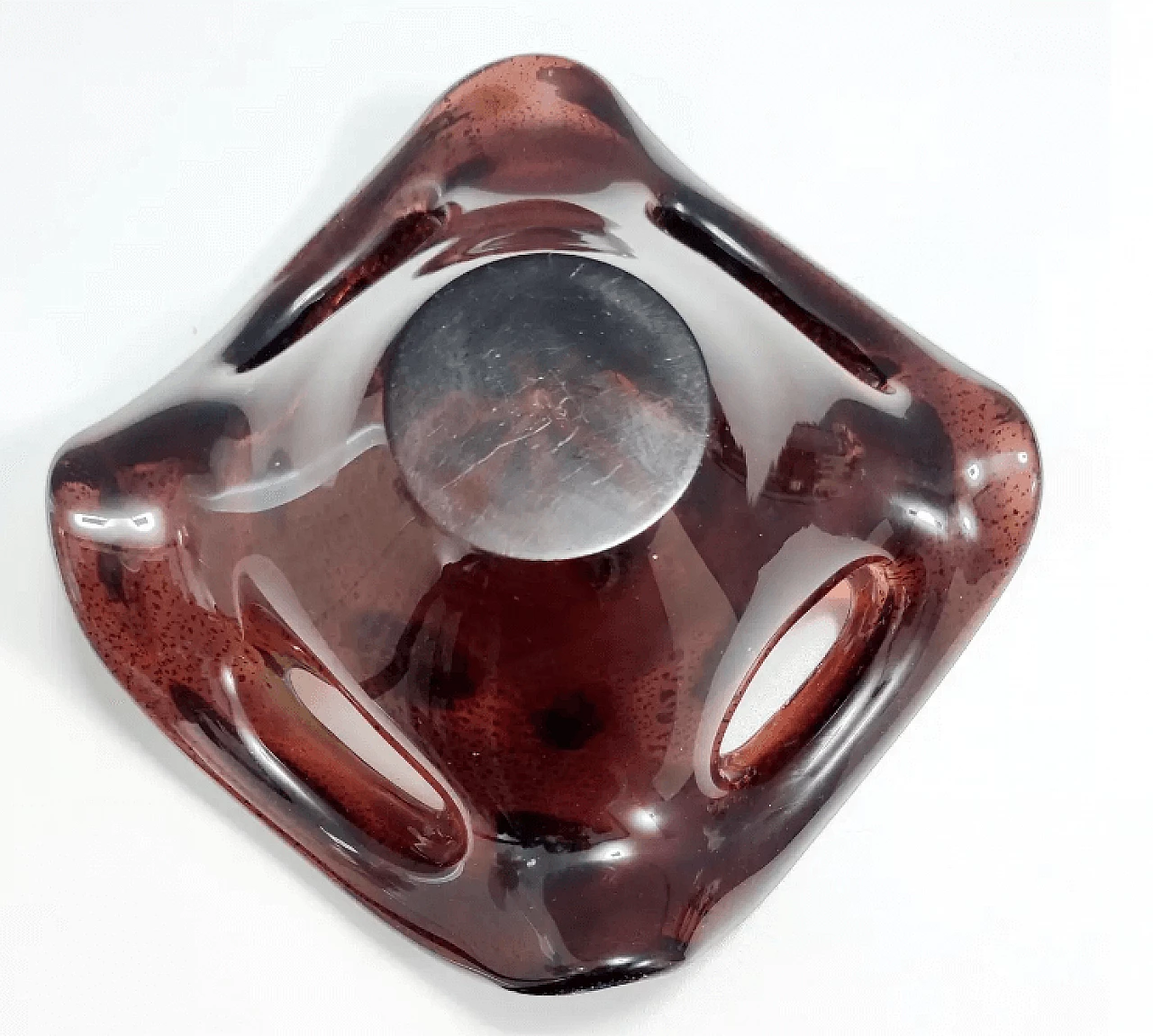 Brown Murano glass ashtray by Fratelli Toso with murrine, 1960s 5