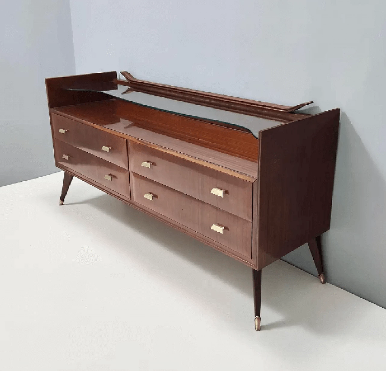 Wooden dresser with glass top, 1950s 5
