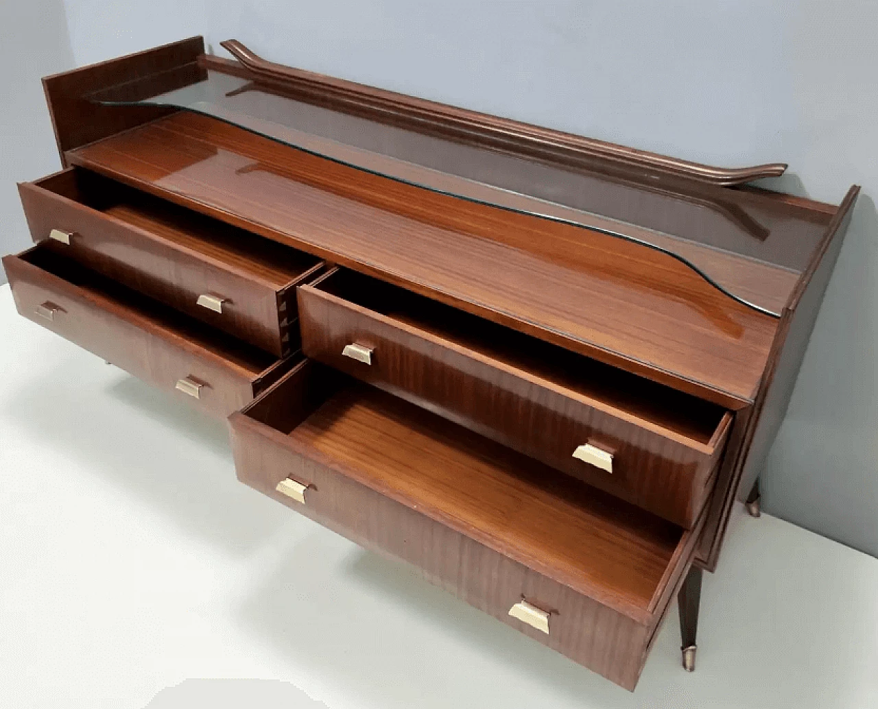 Wooden dresser with glass top, 1950s 6