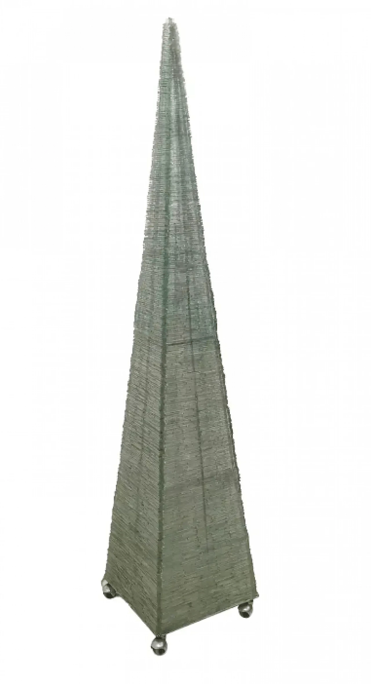Lampada da terra a piramide con perle di vetro verde, anni '80 1