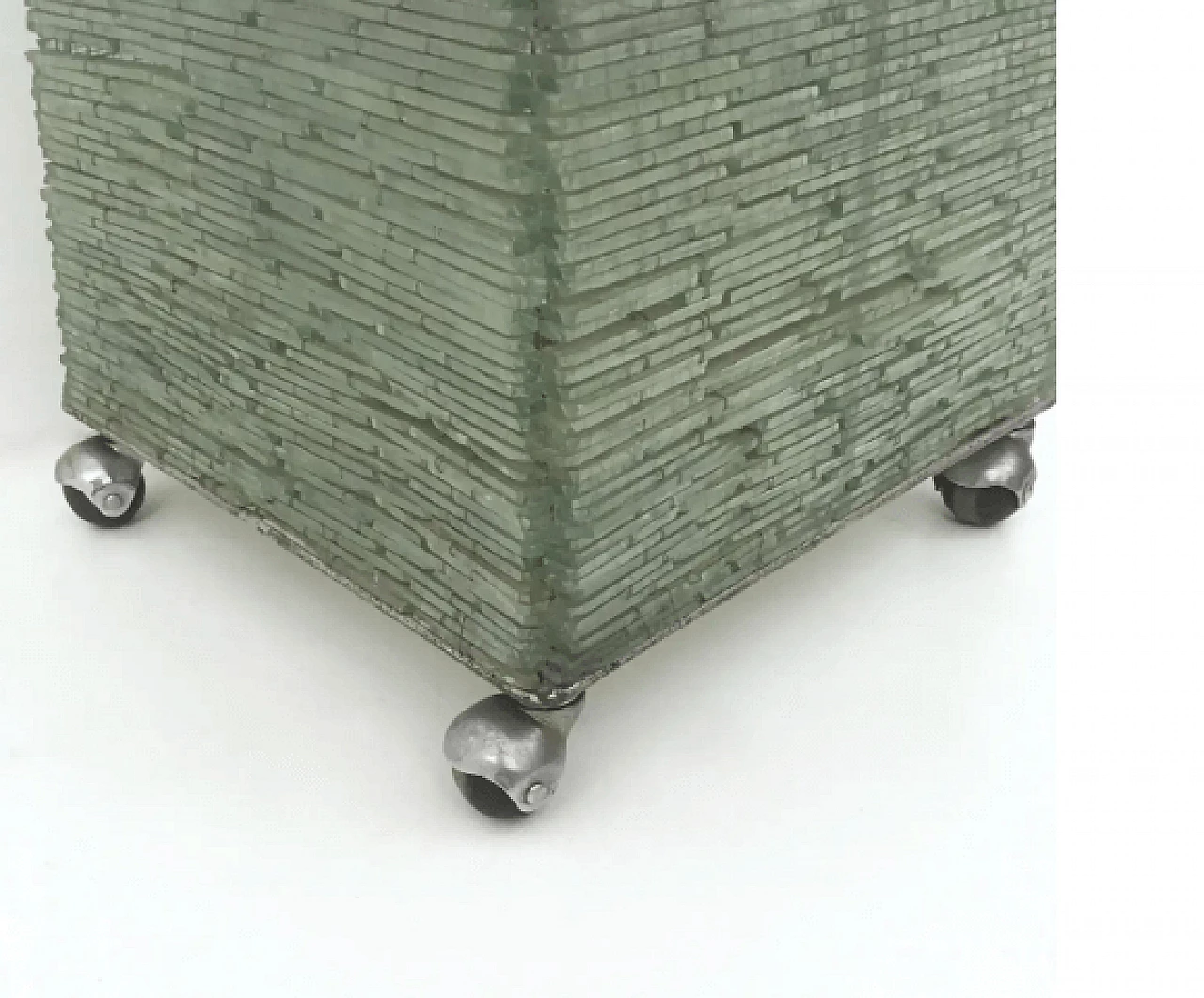 Pyramid floor lamp with green glass beads, 1980s 4