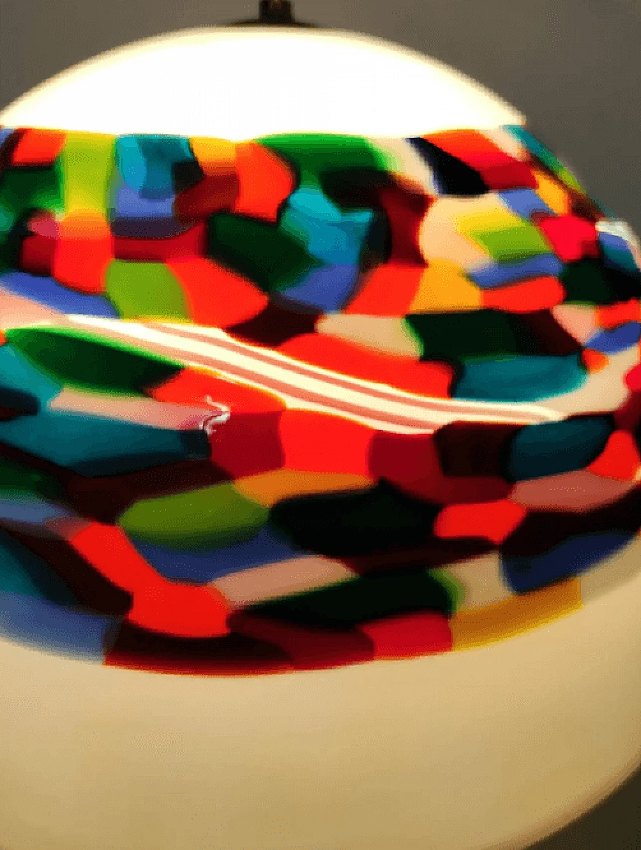 White and coloured blown glass and chrome-plated metal chandelier by Murrina, 1980s 7