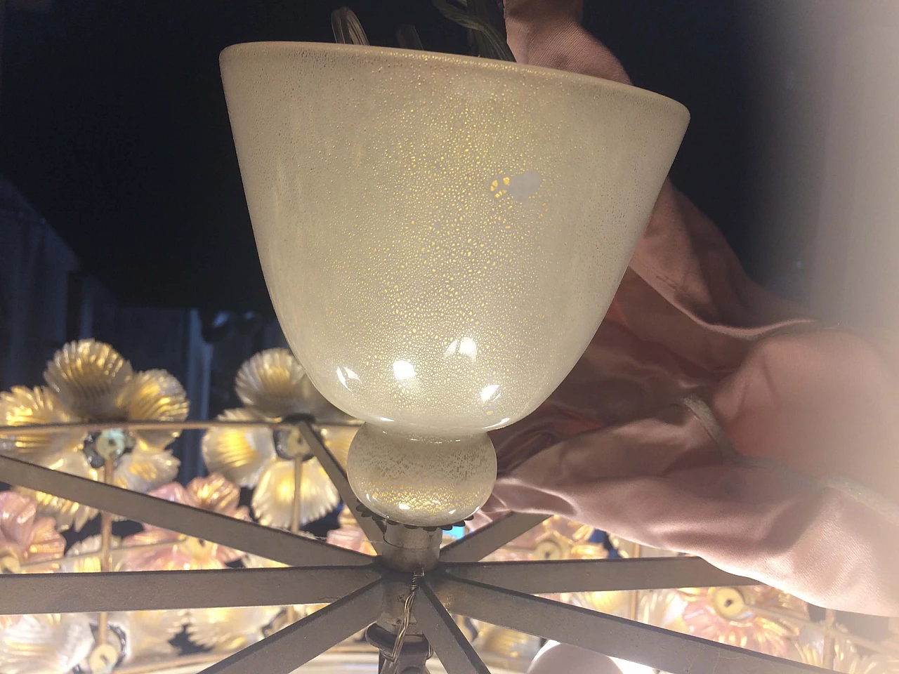 Plafoniera con fiori in vetro di Murano di Barovier & Toso, anni '50 5