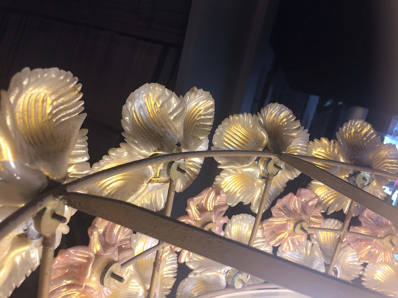 Plafoniera con fiori in vetro di Murano di Barovier & Toso, anni '50 6