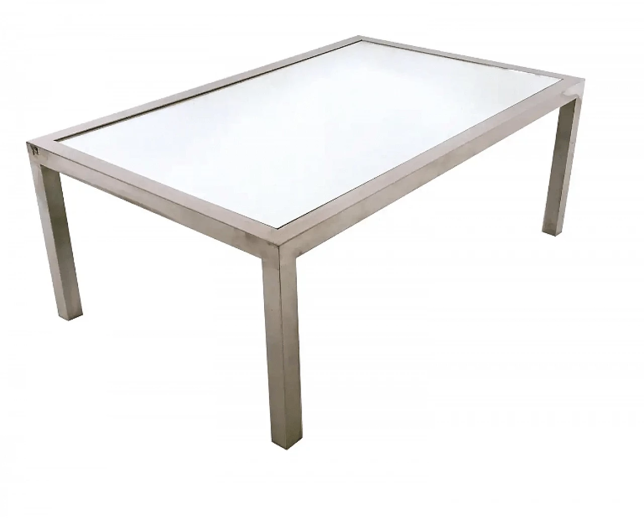 Steel coffee table in the style of Nanda Vigo with mirrored top, 1970s 1