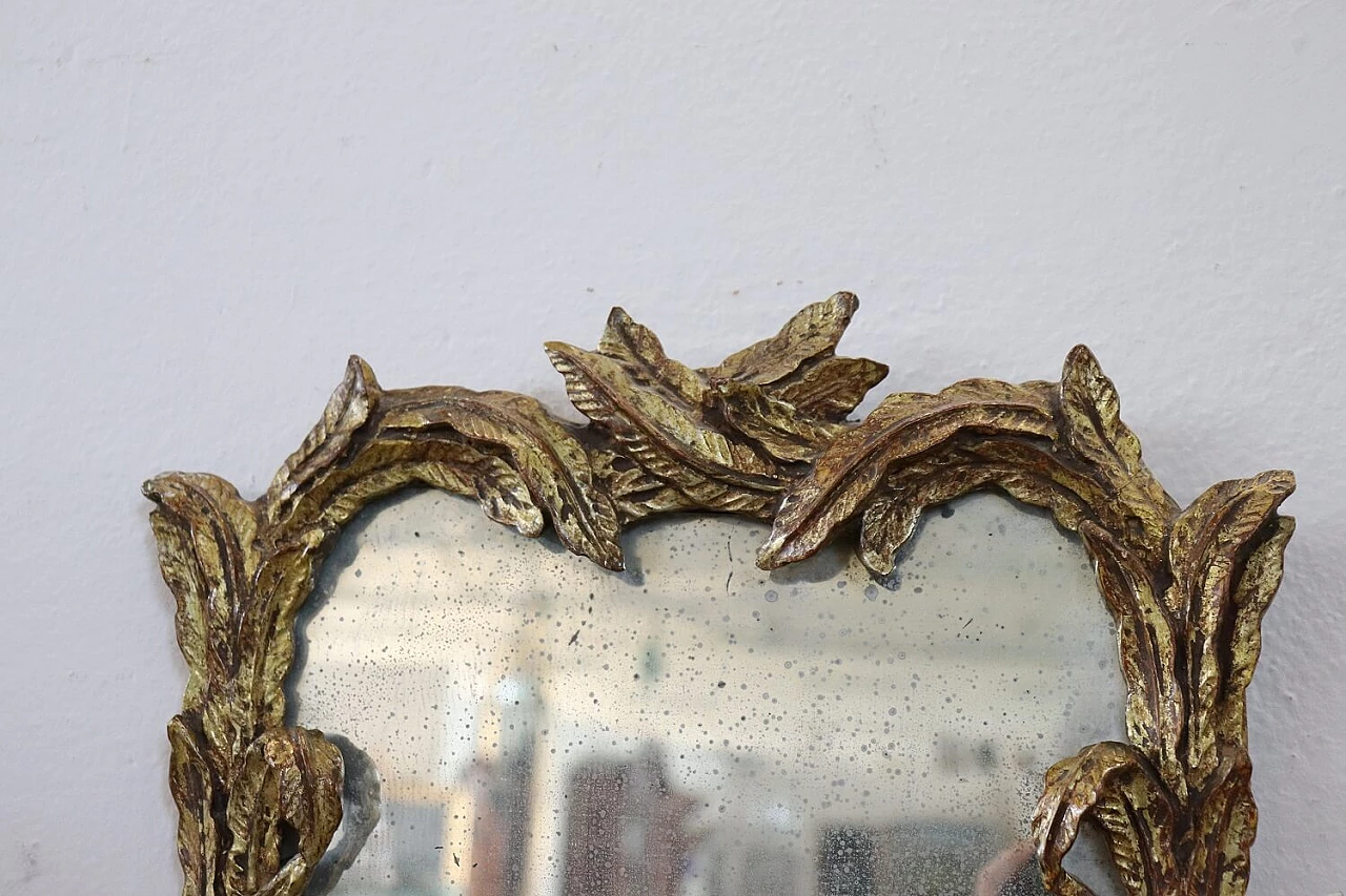 Pair of gilded wooden wall sconces with mirror, 1920s 6