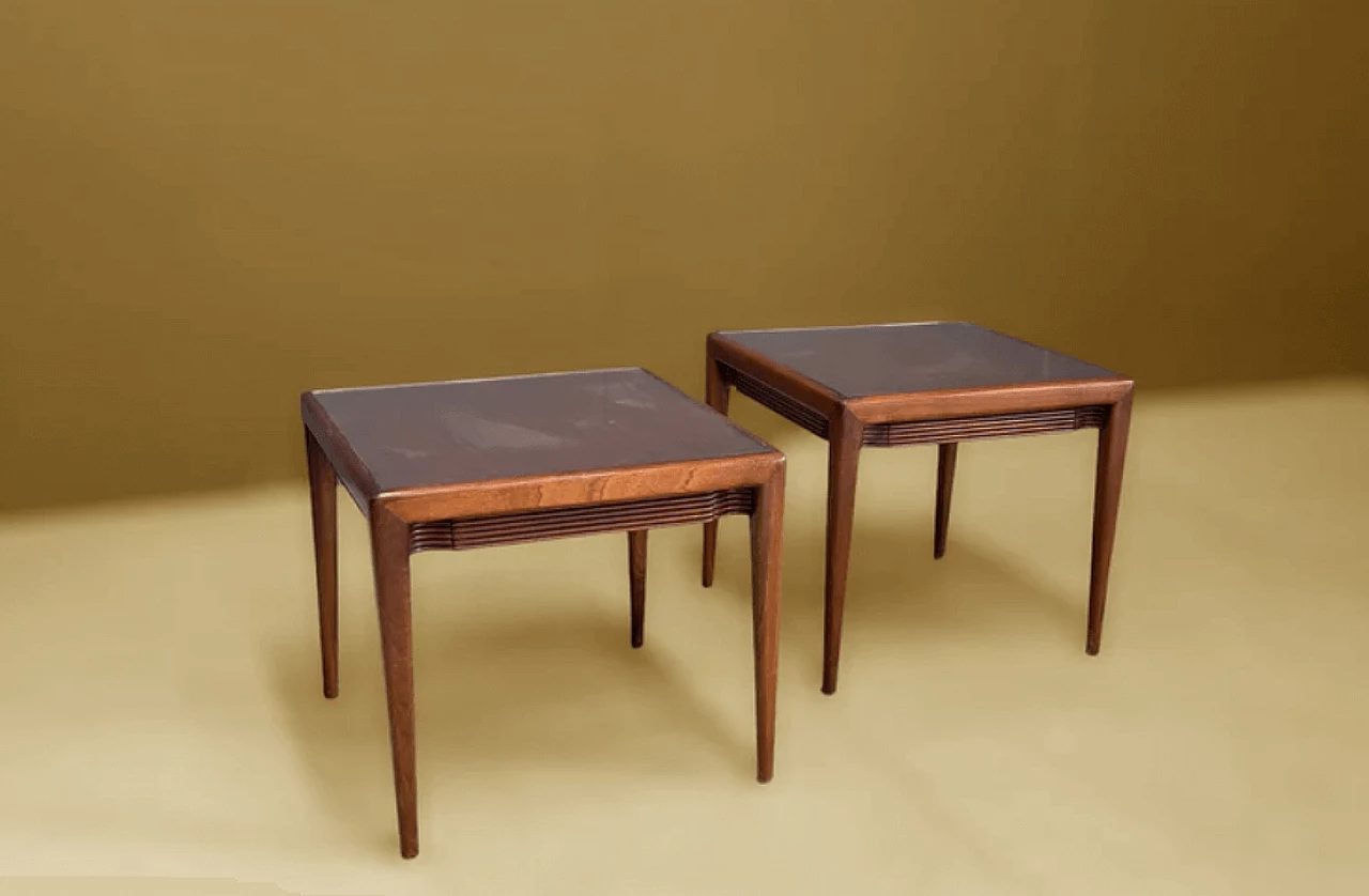 Coppia di tavolini da caffè in legno di Osvaldo Borsani, anni '50 1