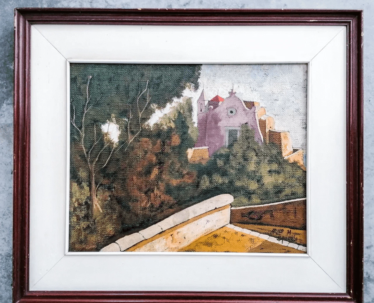 View of the village church by Lello Maria Barresi, late 20th century 1