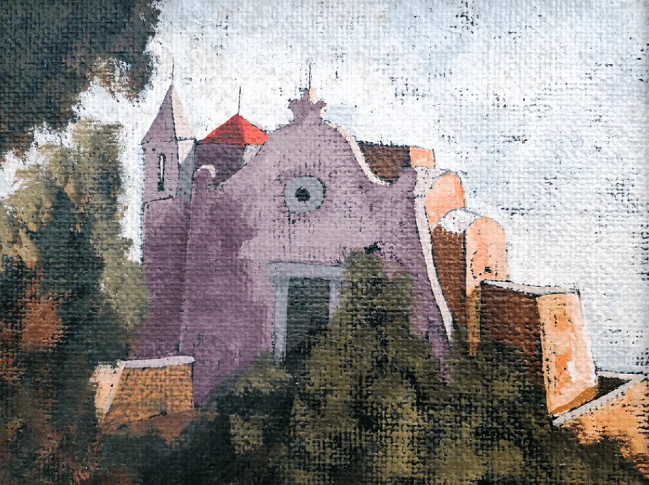 View of the village church by Lello Maria Barresi, late 20th century 3