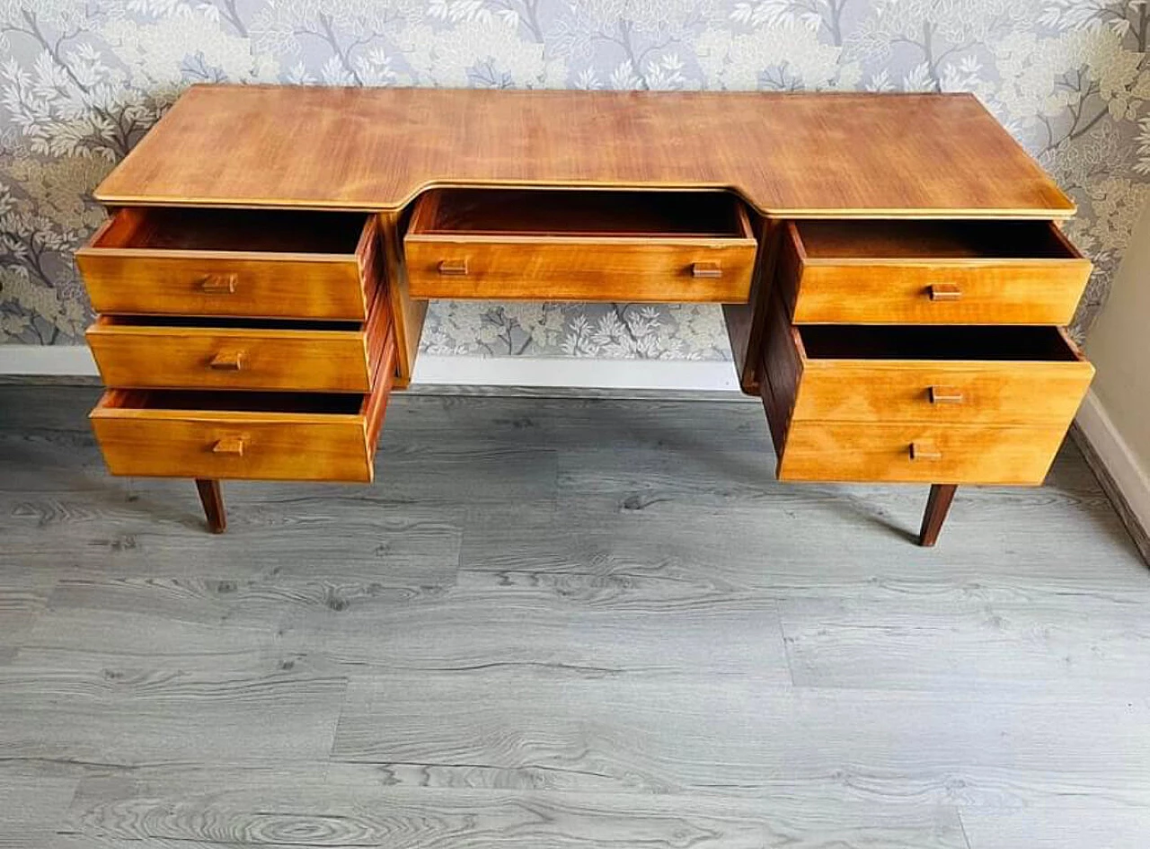 English teak desk with drawers, 1950s 1