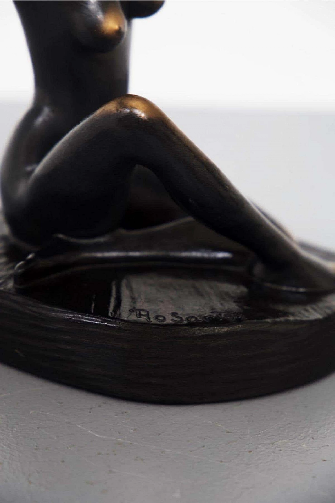 Statua in metallo e legno di donna nuda, anni '70 3