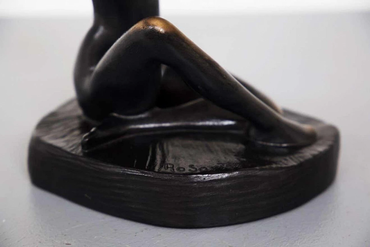 Statua in metallo e legno di donna nuda, anni '70 4