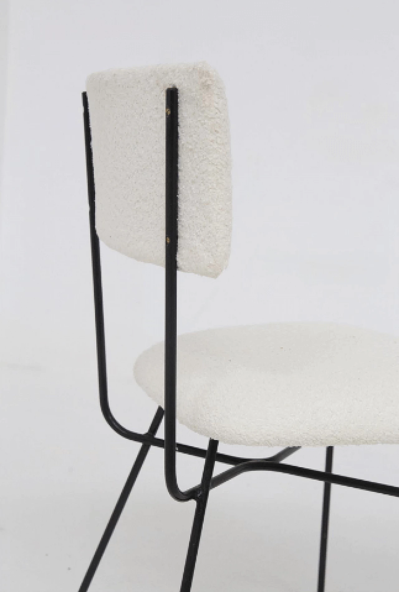 Iron and white bouclé chair by BBPR, 1950s 6