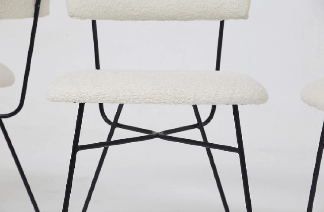 Iron and white bouclé chair by BBPR, 1950s 8