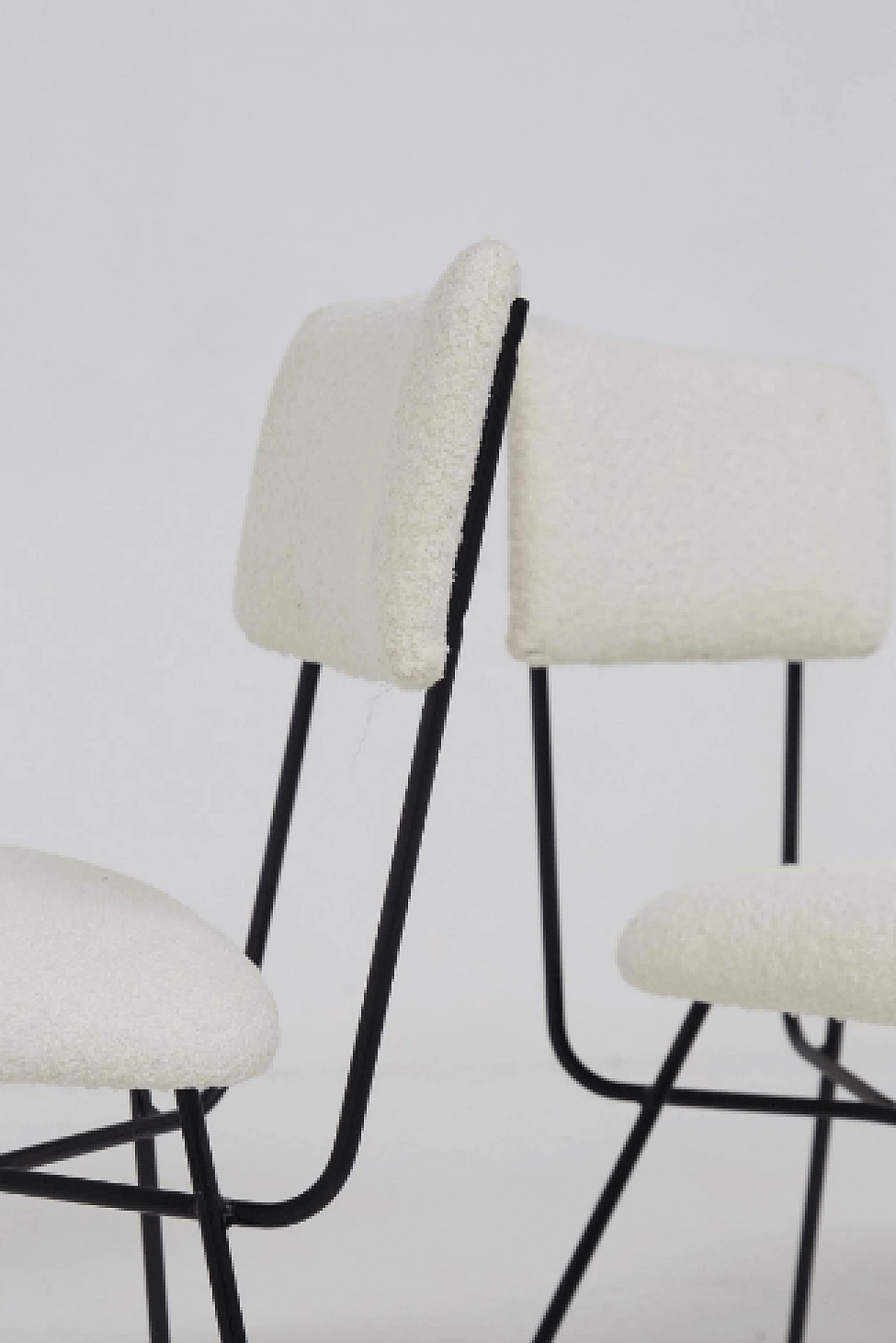 Iron and white bouclé chair by BBPR, 1950s 9