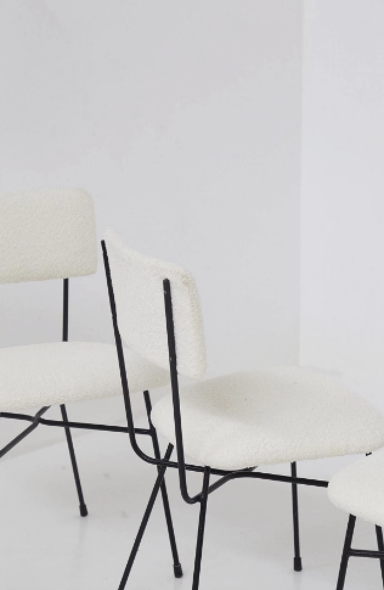 Iron and white bouclé chair by BBPR, 1950s 10