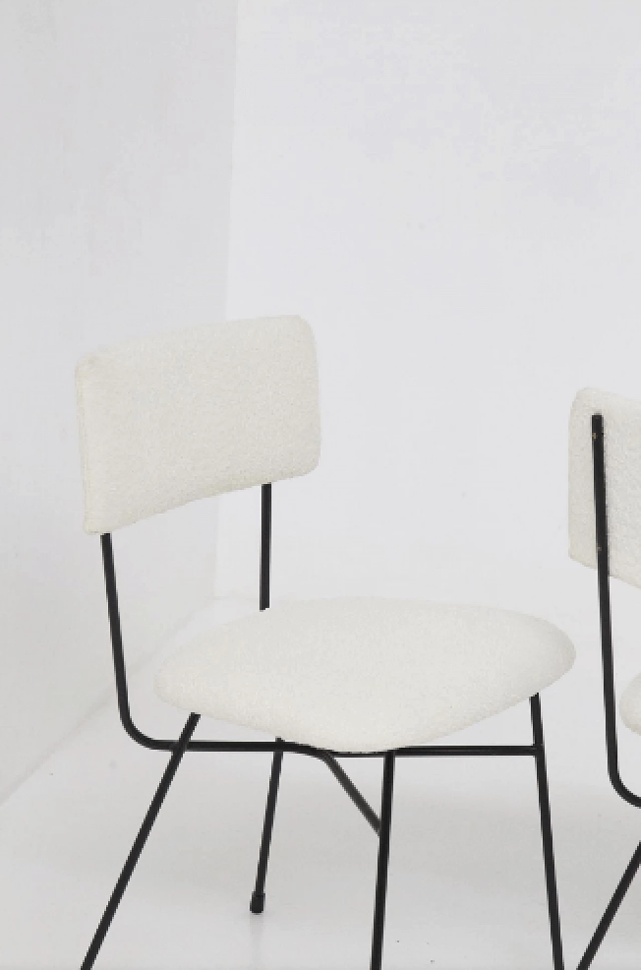 Iron and white bouclé chair by BBPR, 1950s 13