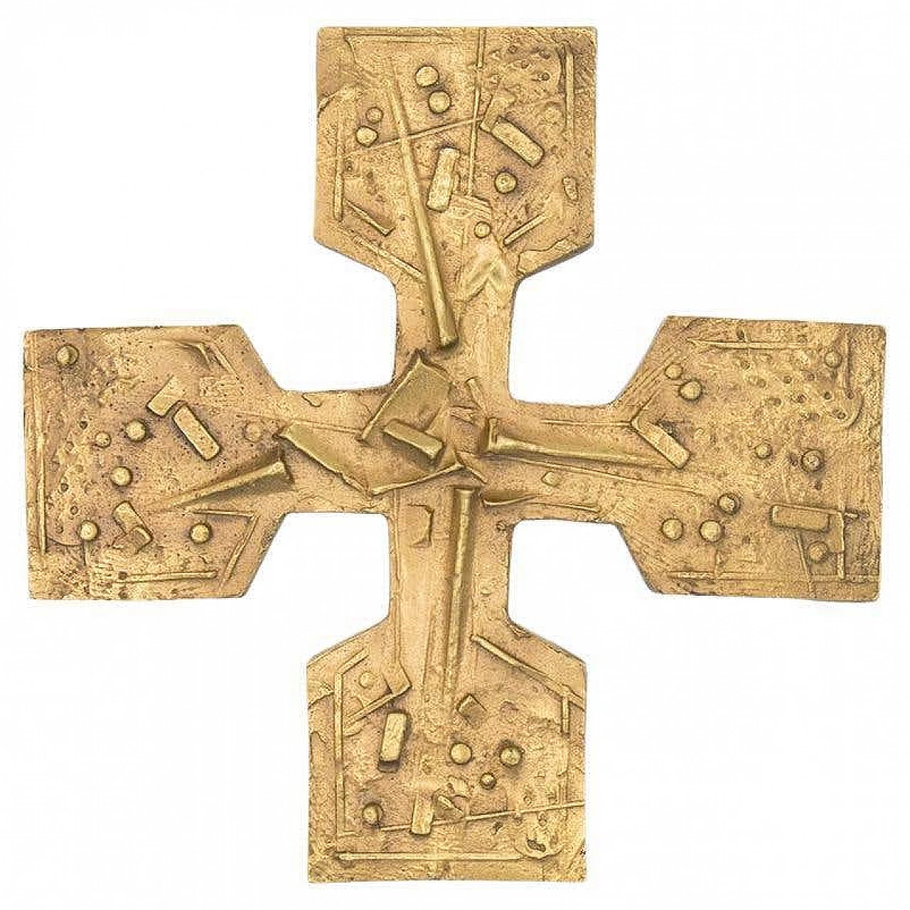 Brutalist brass cross by Arnaldo and Giò Pomodoro, 1950s 8