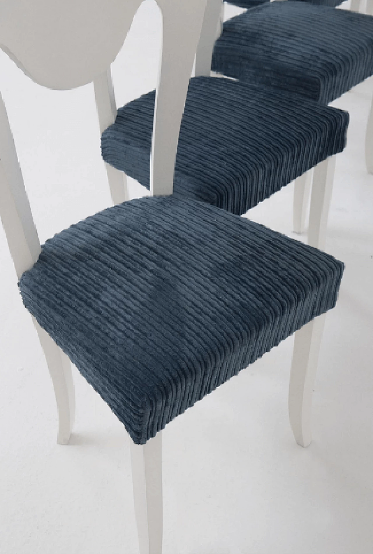 6 Chairs in lacquered wood with velvet seats by Luigi Scremin, 1950s 4