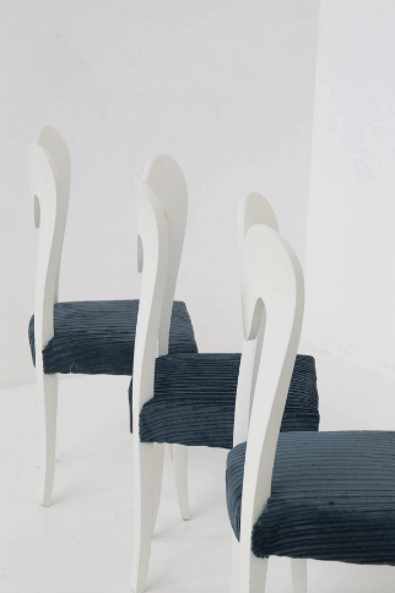 6 Chairs in lacquered wood with velvet seats by Luigi Scremin, 1950s 5