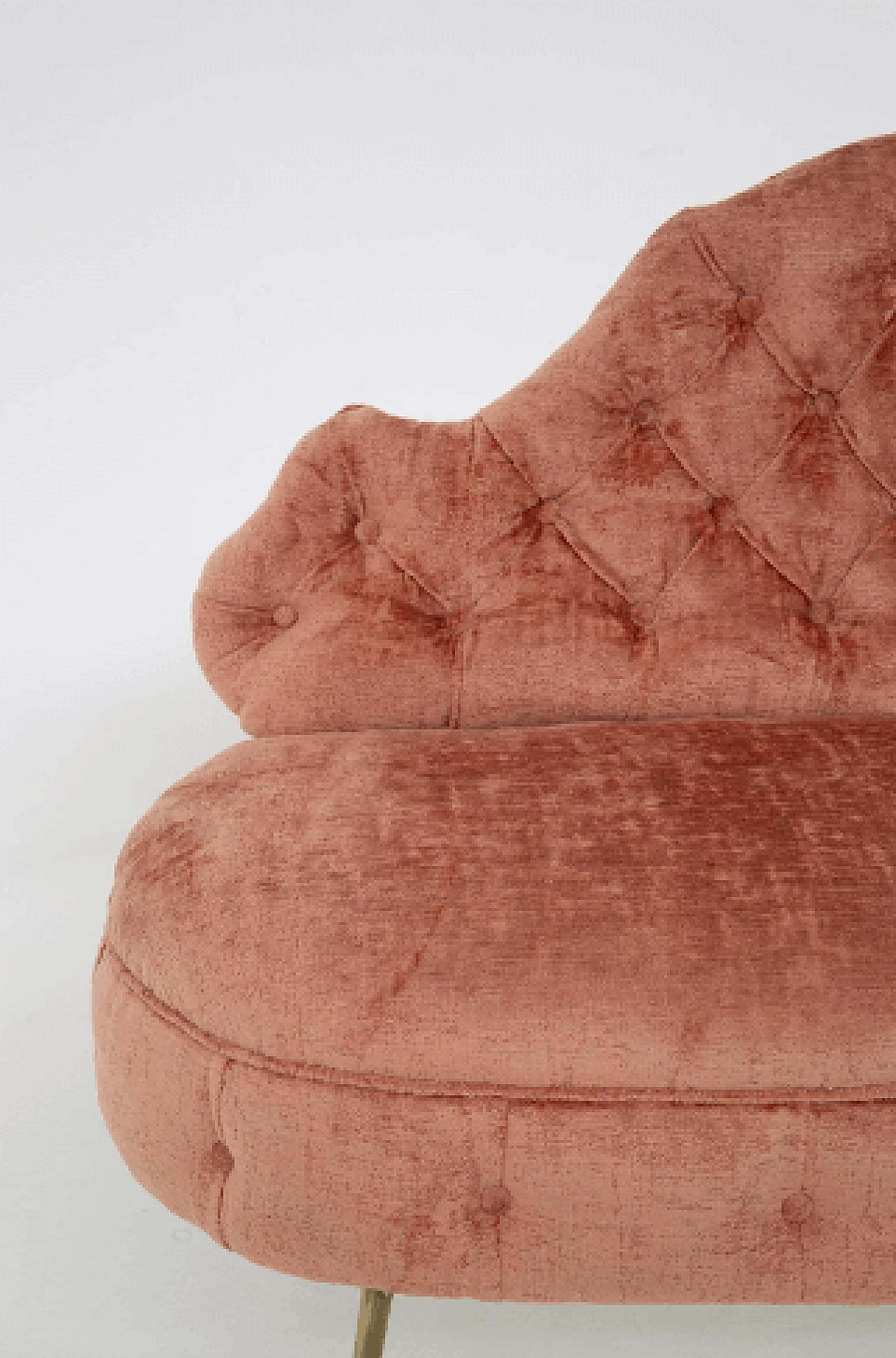 Pink damask fabric capitonné sofa, 1950s 6