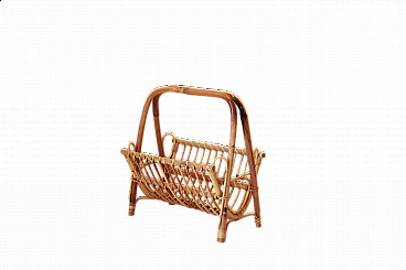 Magazine holder in rattan and bamboo by Franco Albini, 1960s