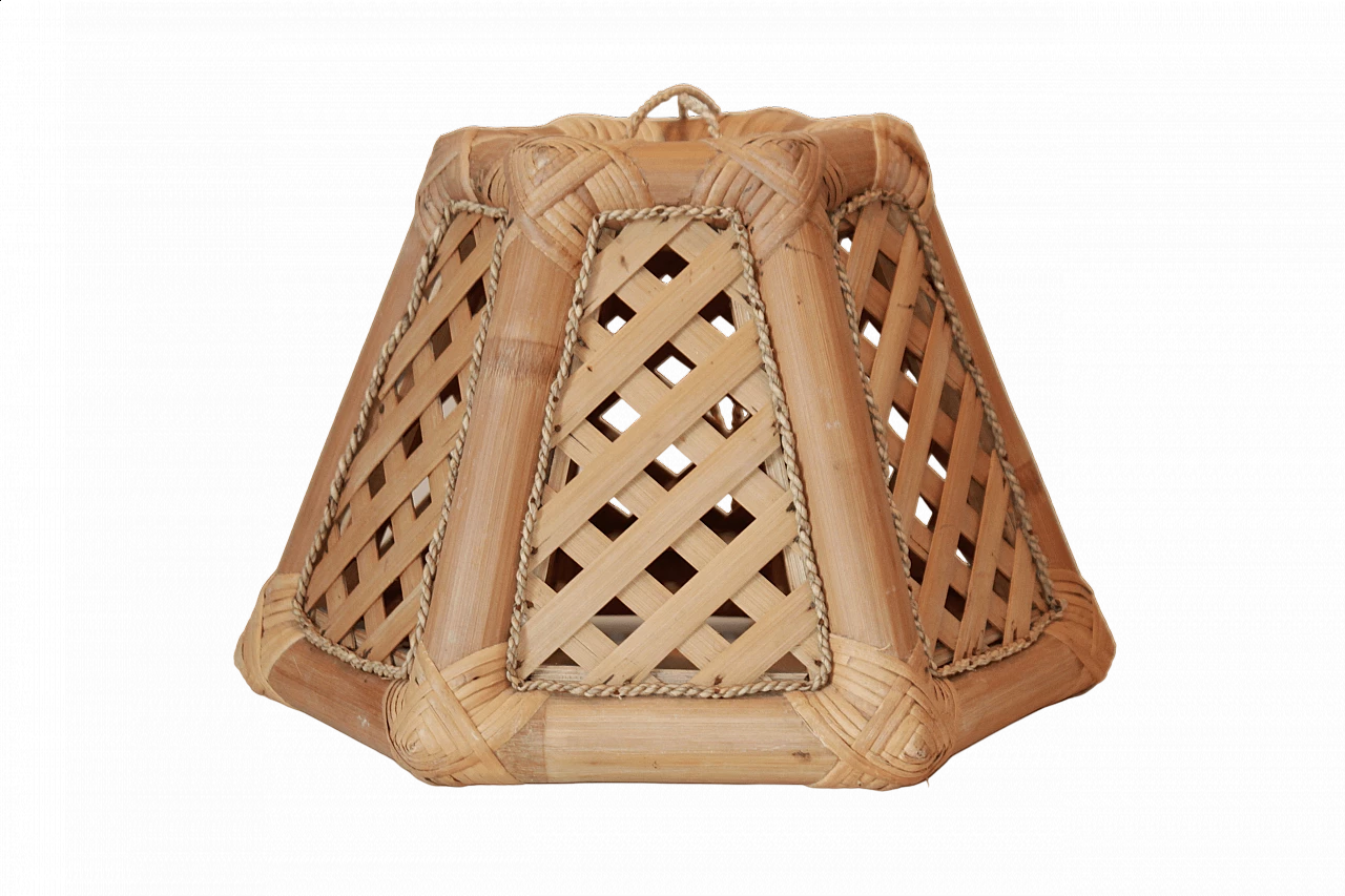 Bamboo and straw chandelier, 1970s 7