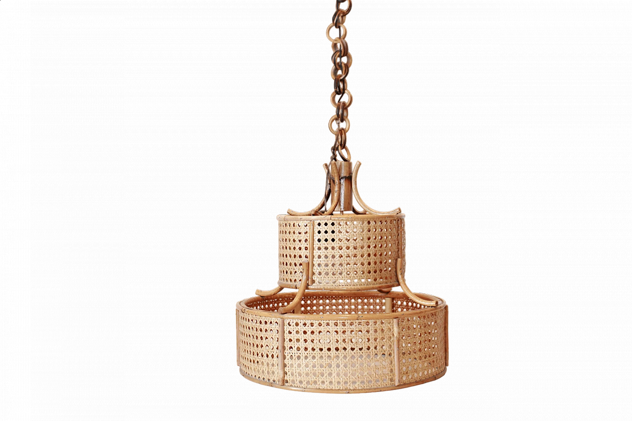 Rattan chandelier, 1970s 6