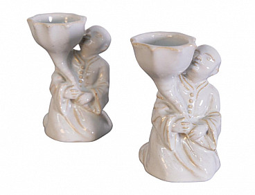 Pair of Chinese ceramic candle holders, early 18th century