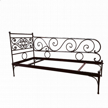 Wrought iron dormeuse bed, 19th century