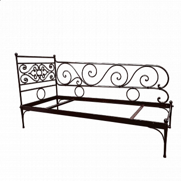 Wrought iron dormeuse bed, 19th century