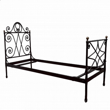 Letto singolo in ferro battuto, inizio '900