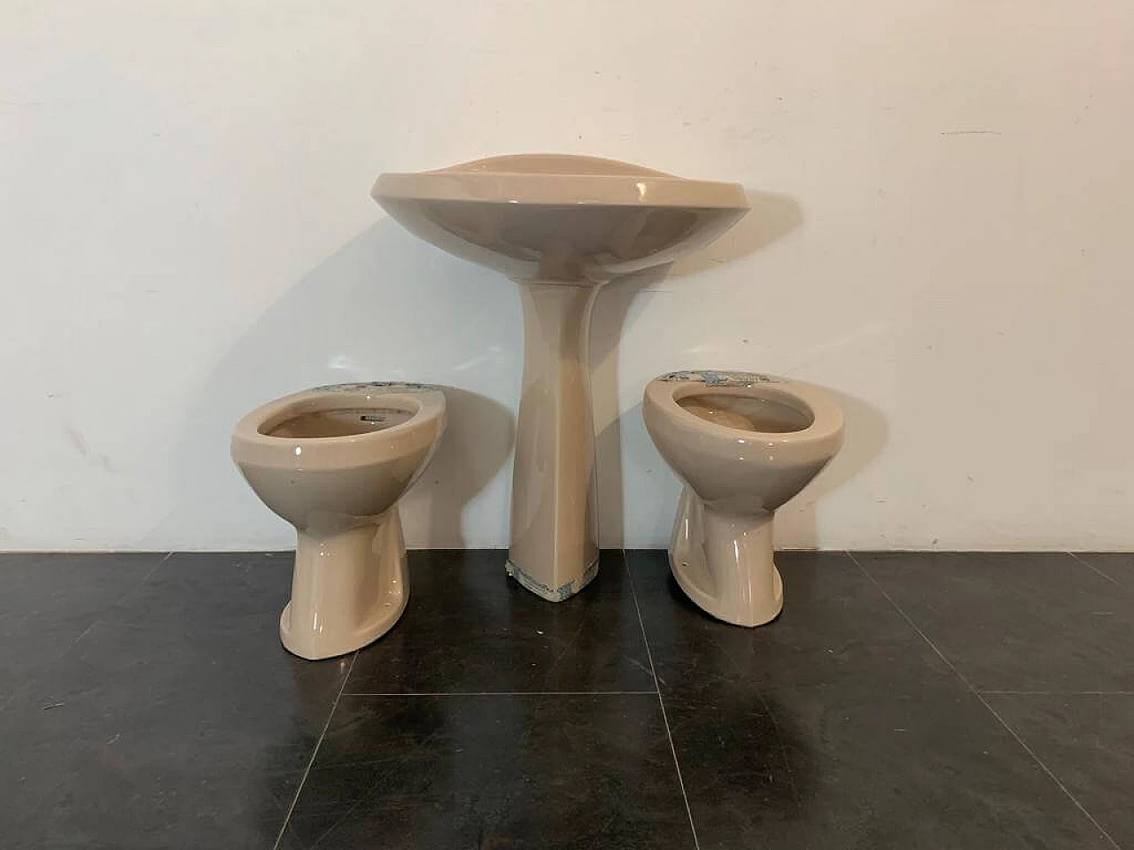 Ellisse washbasin, bidet and toilet by Ideal Standard, 1970s 1