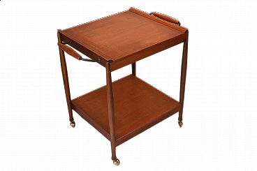 Teak bar cart with wheels by Fratelli Reguitti, 1950s