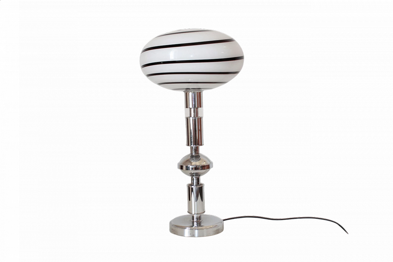Table lamp with zebra-striped Murano glass shade, 1960s 12