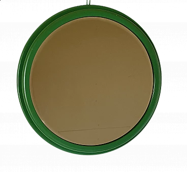 Round green solid wood mirror, 1960s