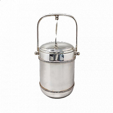Stainless steel ice bucket by Aldo Tura for Macabo, 1960s