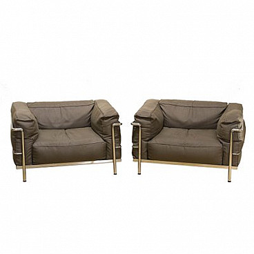Pair of LC3 armchairs by Le Corbusier for Cassina