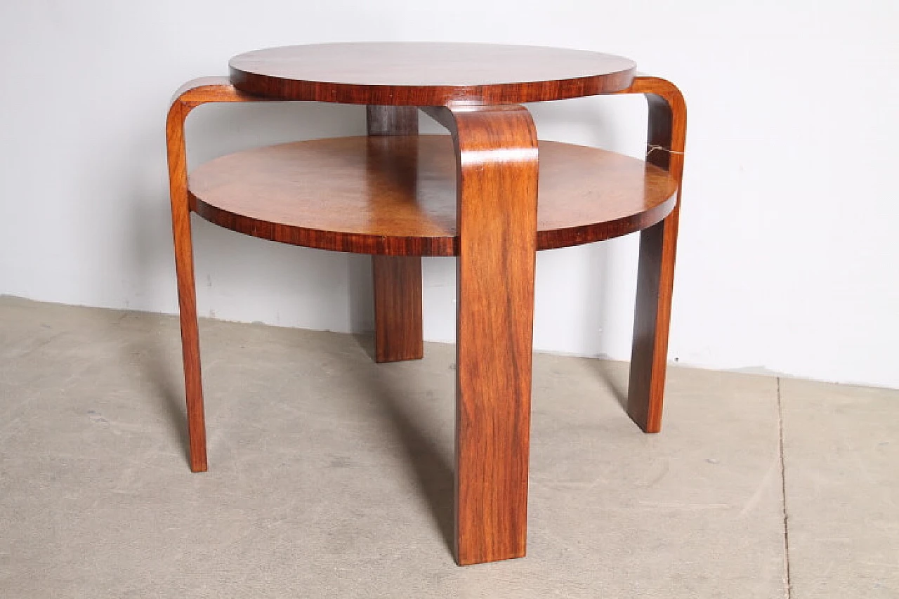 Art Deco walnut and briarwood center table, 1940s 1