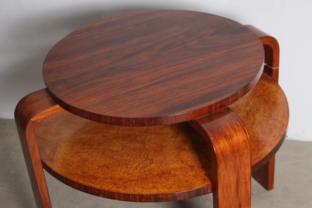 Art Deco walnut and briarwood center table, 1940s 2