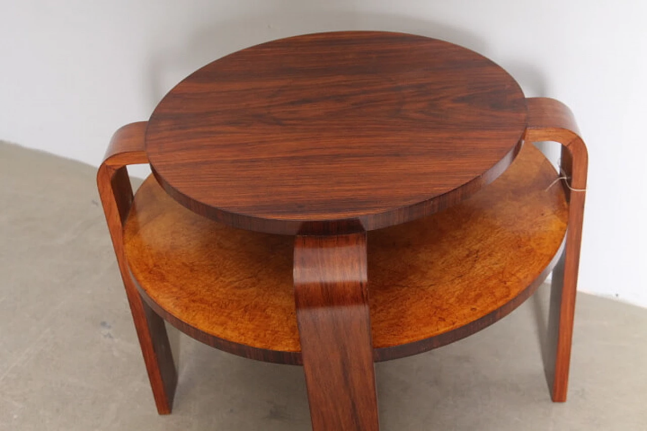 Art Deco walnut and briarwood center table, 1940s 4