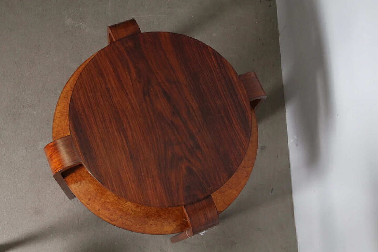 Art Deco walnut and briarwood center table, 1940s 6