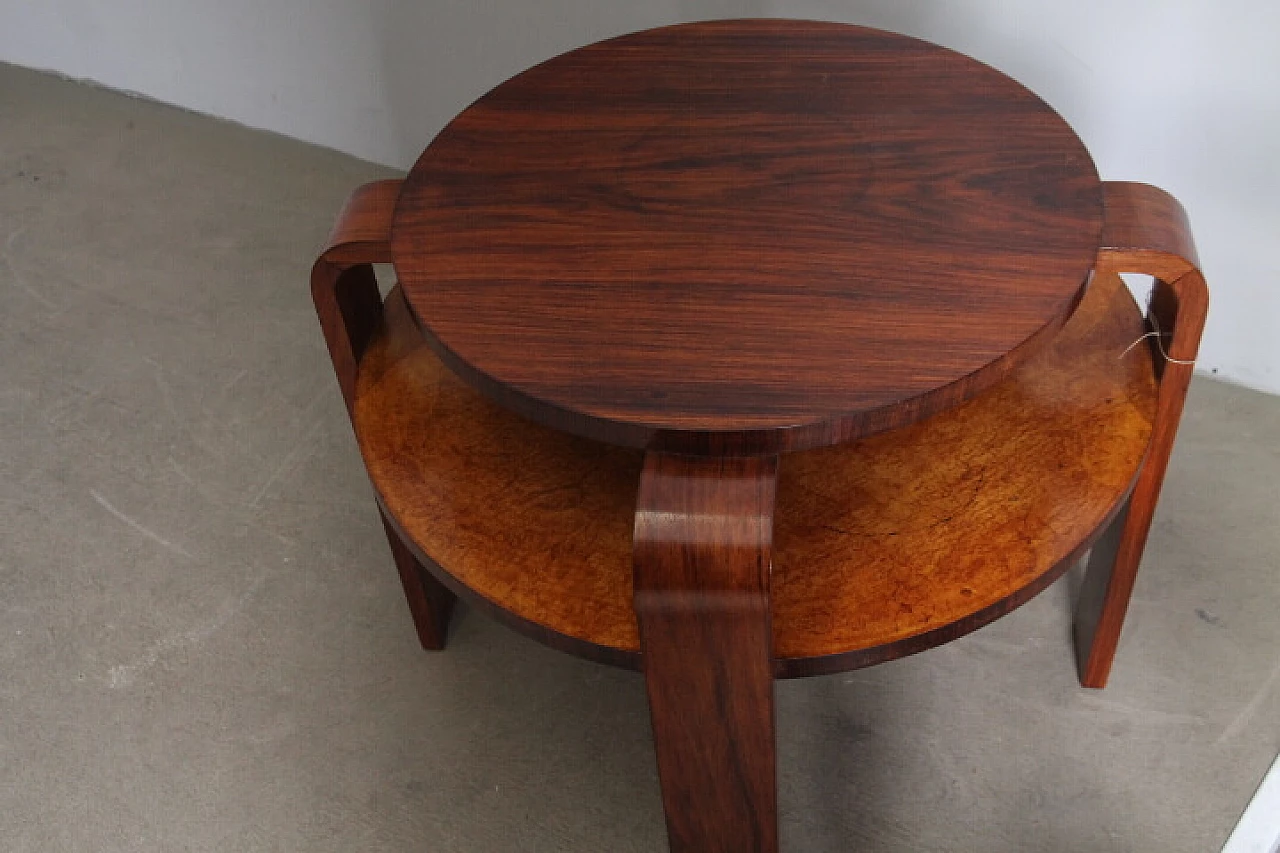 Art Deco walnut and briarwood center table, 1940s 7