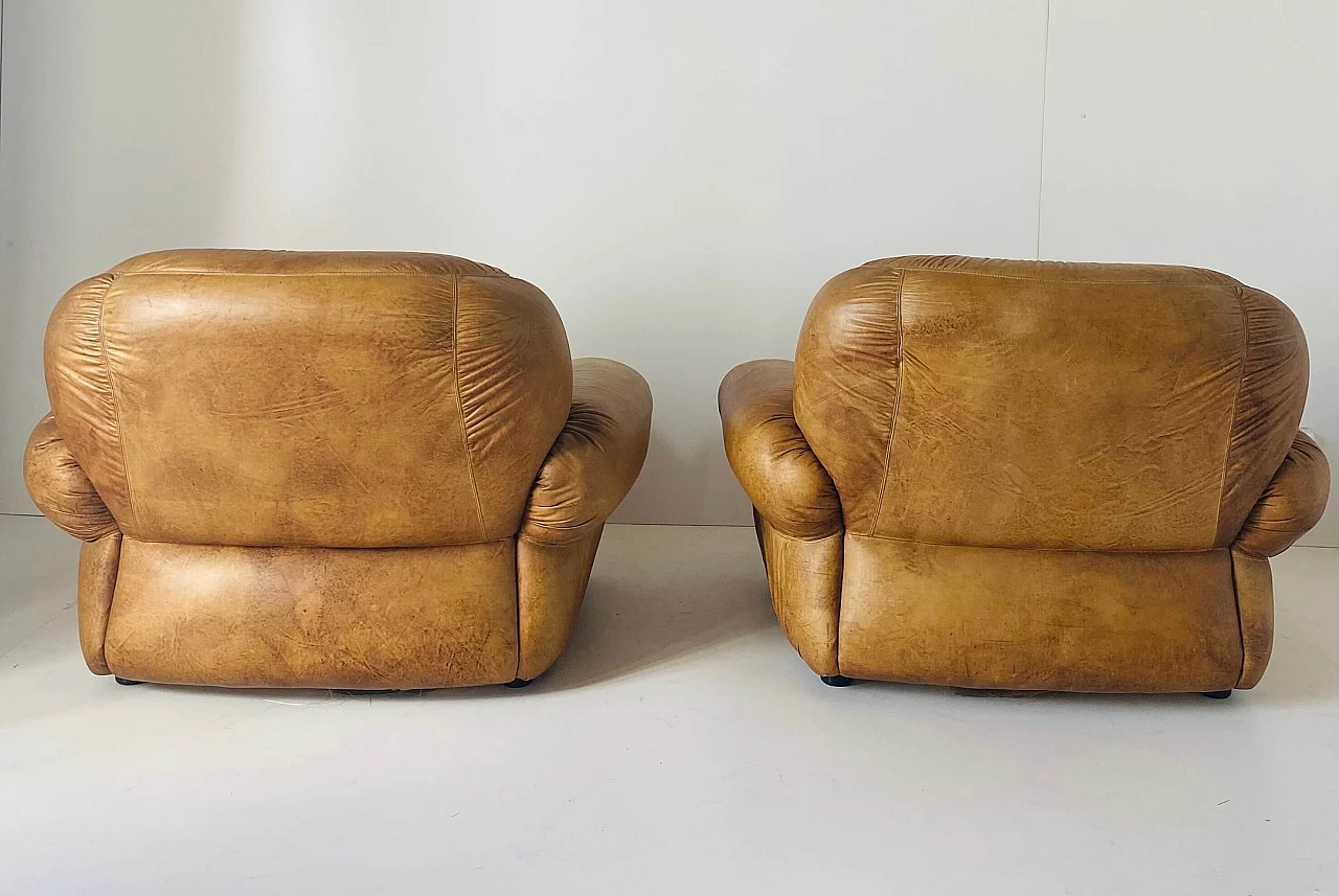 Pair of leather armchairs, 1970s 3