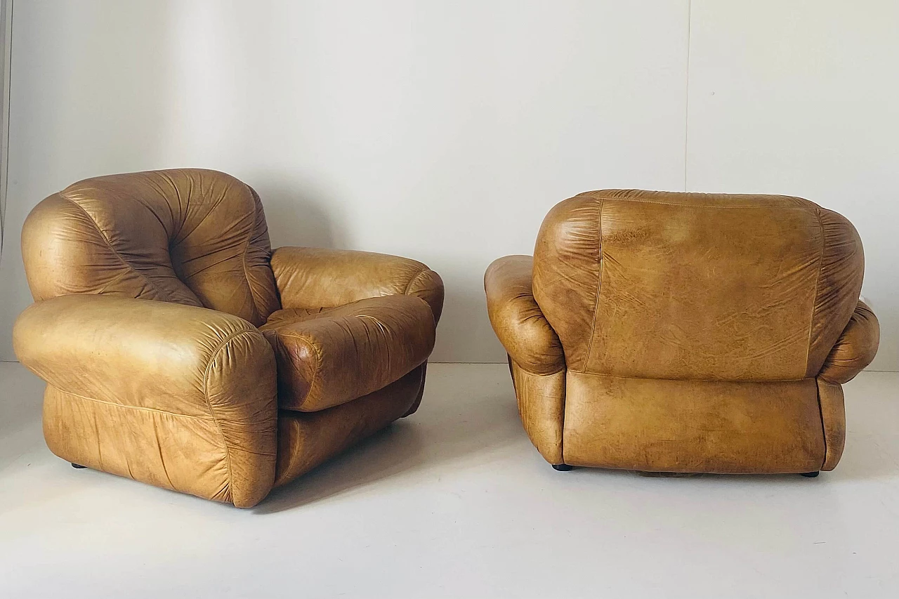 Pair of leather armchairs, 1970s 4