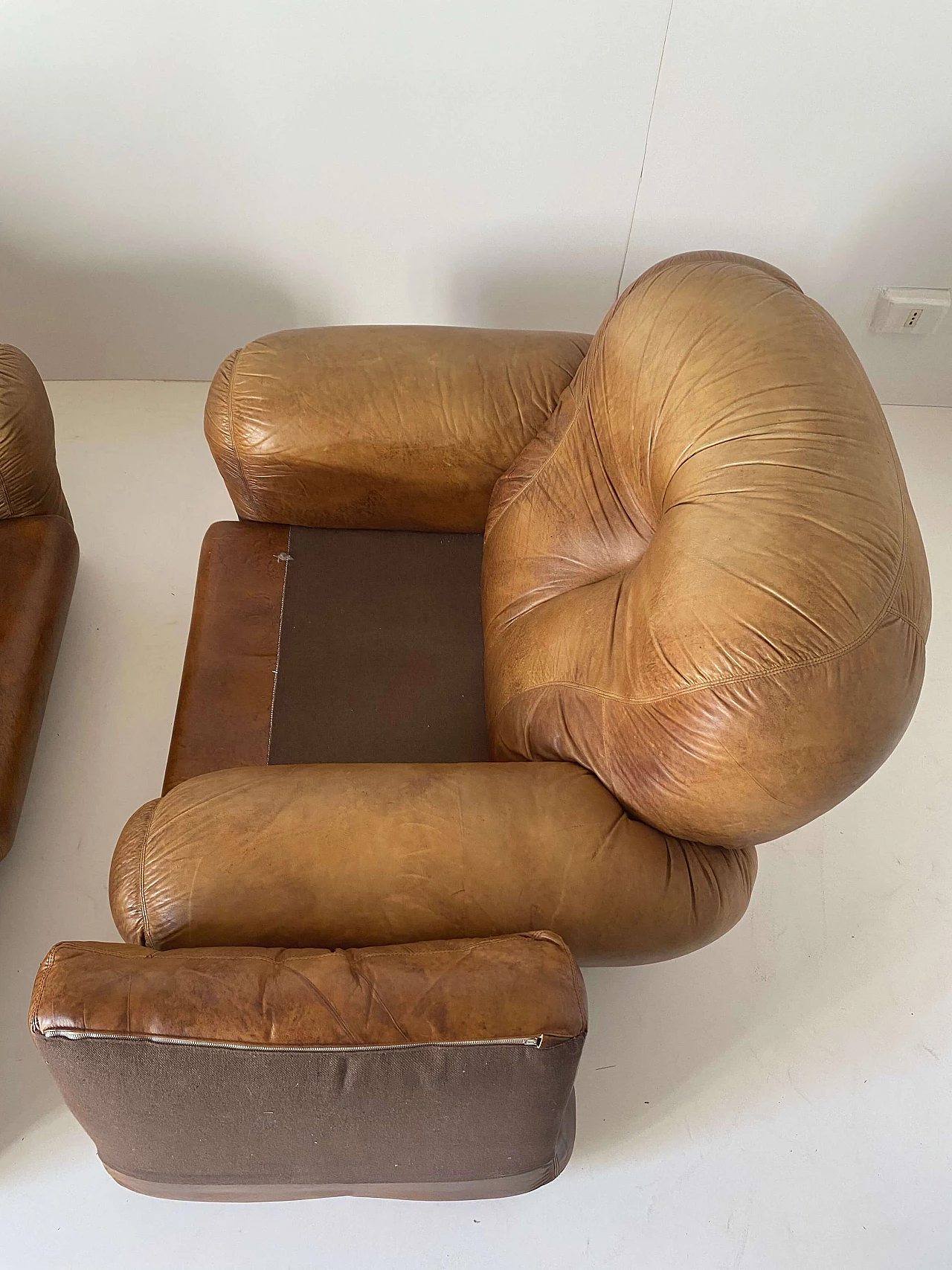 Pair of leather armchairs, 1970s 11