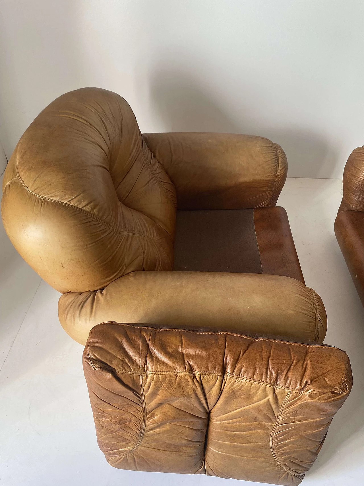 Pair of leather armchairs, 1970s 13