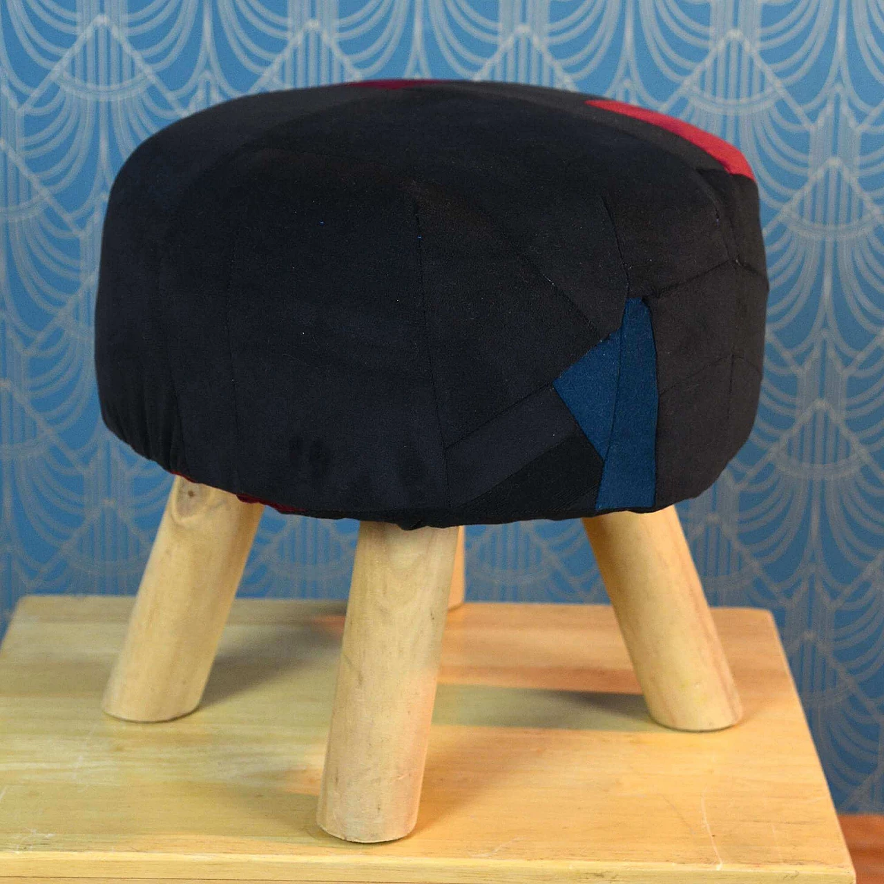 Scandinavian patchwork stool, 1990s 2